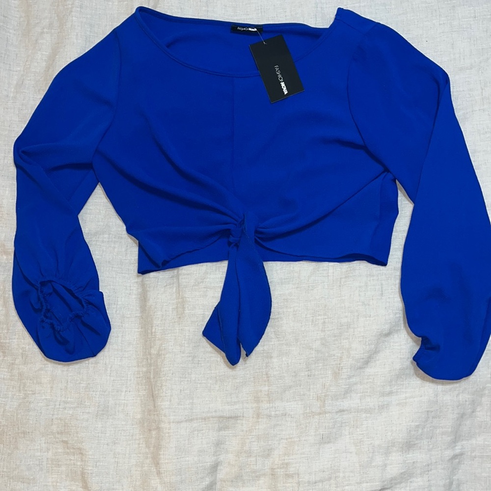 Blue Crop Blouse